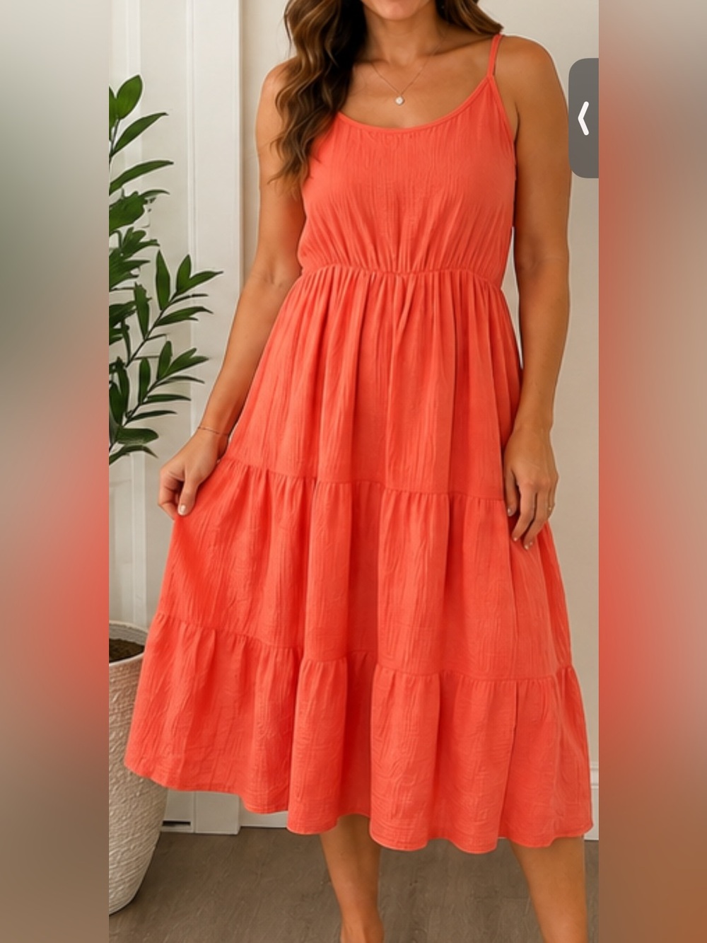 Chelsea & Theodore | Dresses | Chelsea Theodore Coral Tiered Midi Dress Large 0 Cotton